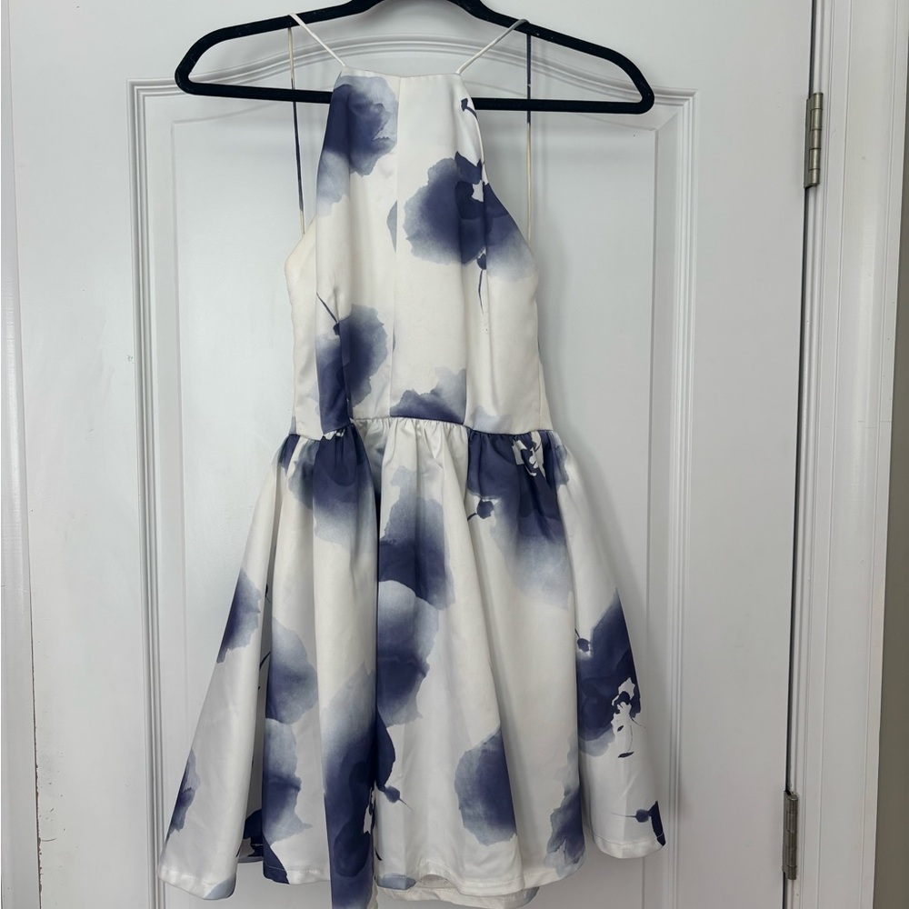 Rush Dress! Lulu’s Elegant White and Blue Floral Dress